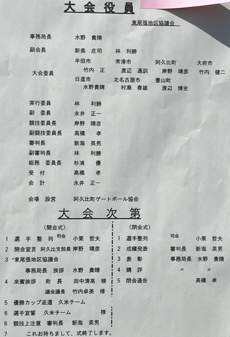 大会役員