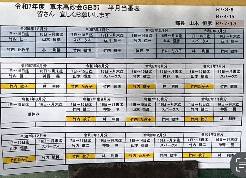当番表