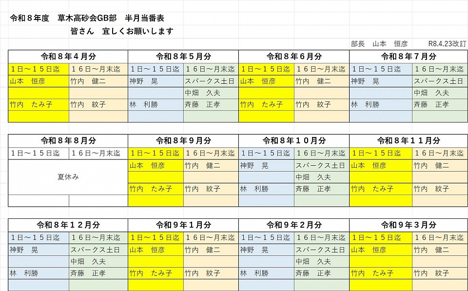 当番表